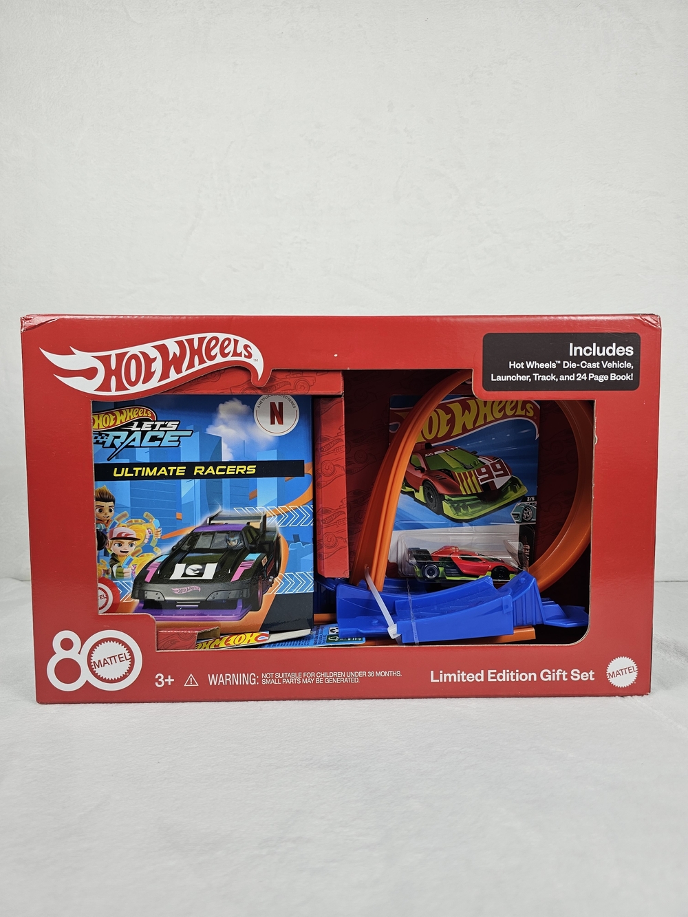 Hot Wheels Gift-Speed Snap Stunt Tracks, Diecast Vehicle, Launcher, Track & Book